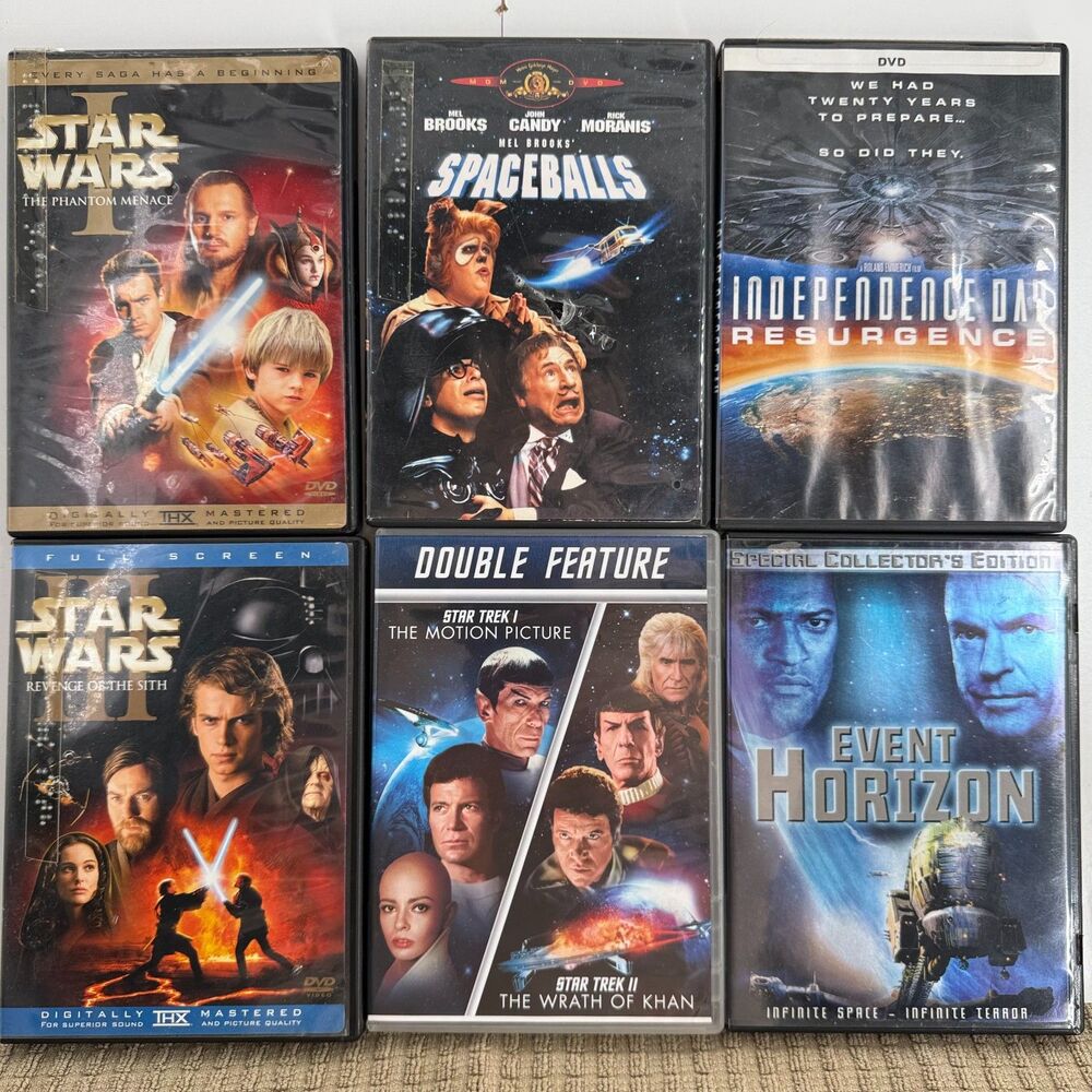 Sci-Fi DVD Lot 6 Star Wars Star Trek Spaceballs Event Horizon Independence Day